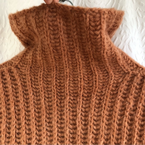 Free People Fluffy Fox Papaya Wool Alpaca Blend Oversized Turtleneck Sweater XS - Picture 12 of 16